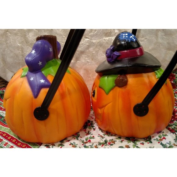 Vintage Halloween Pumpkin Blow Molds, Smiling Boy - Picture 7 of 10